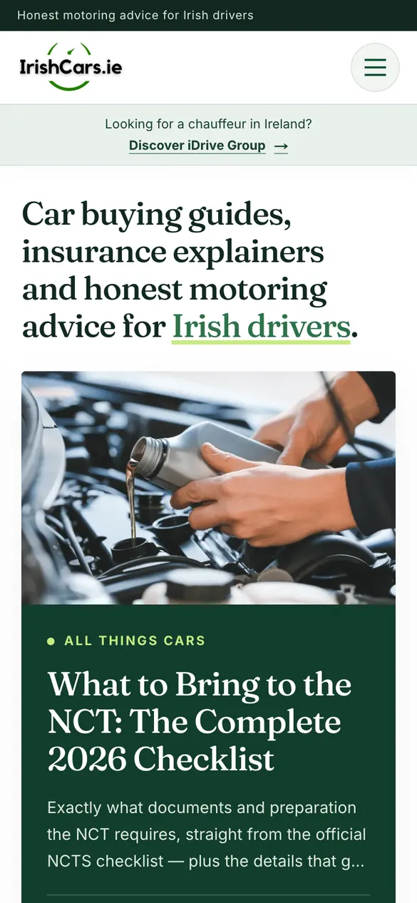 The same homepage on a phone