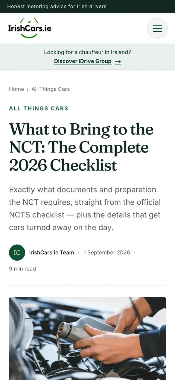 The NCT checklist article on a phone