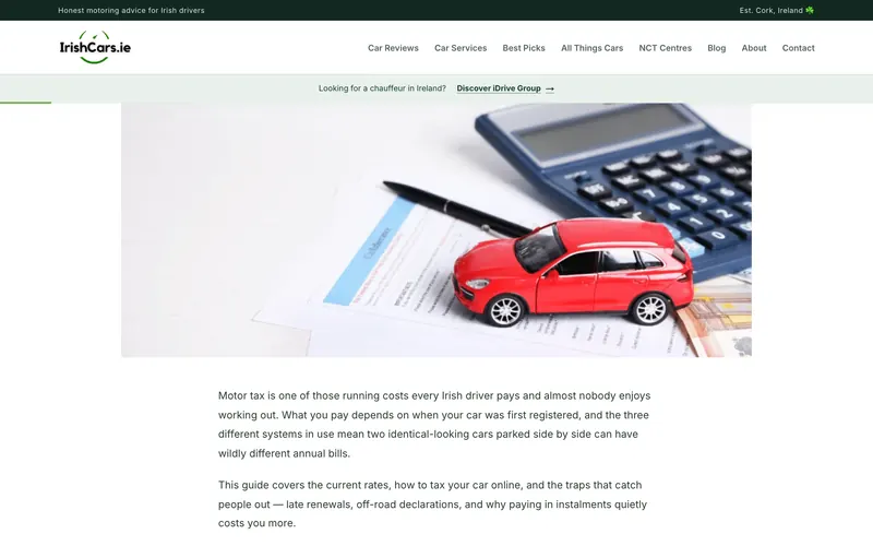 Motor tax article with a featured image and readable body text