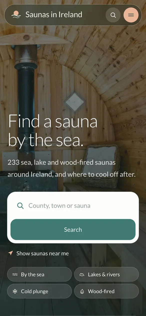 The same homepage on a phone